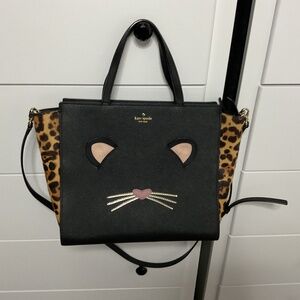 KATE SPADE Hayden Run Wild Leopard Cat Tote  ( USED)